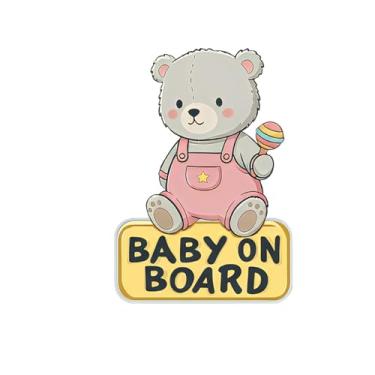 Imagem de Vesvory Adesivo de bebê a bordo para carros, placas de segurança fofas refletivas de alta intensidade, decalque de segurança de vinil à prova d'água para dirigir à noite para para-choques de janelas