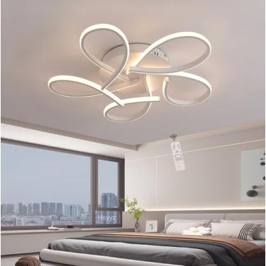 Imagem de Luminária de teto LED regulável, elegante luminária de teto para sala de estar com controle remoto, iluminação de teto moderna embutida para quarto, lustre de metal com design criativo, lumi