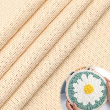 Imagem de 5 peças de tecido bordado de 19 x 19 cm e pré-cortado bege bordado, tecido de tela, quadrados, pré-cortado, bege, tecido de algodão natural para bordados, artesanato de vestuário