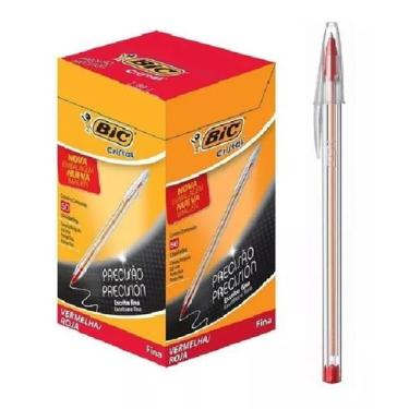 Imagem de Caneta Esferográfica Ponta Fina 0.8mm Vermelha caixa com 50 Unidades -