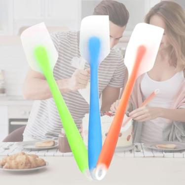 Imagem de Conjunto de espátula de silicone de 3 peças, utensílios de cozinha de borracha resistente ao calor, ferramentas de cozimento sem costura, raspadores flexíveis de 232 °C com núcleo de aço inoxidável