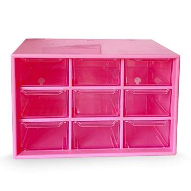 Imagem de Caixa de Armazenamento Peças Plástico com 9 Gavetas Armário para Ferreiro e Artesanato Montável na Parede