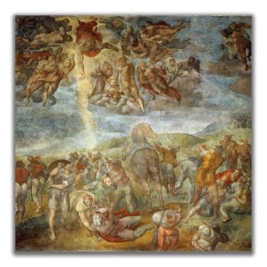 Imagem de Pôster da série Michelangelo Sistine Chapel Teto Frescoes - A Conversão de Saulo - Ilustrações históricas e culturais Impressões de belas artes Decoração de parede de casa moderna sem moldura 12 x 12