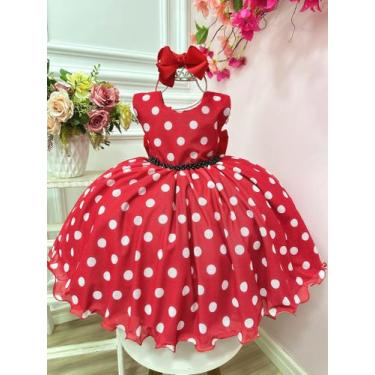 Imagem de Vestido Infantil Minnie Vermelho Bolinhas Brancas Festas Luxo, Vermelh