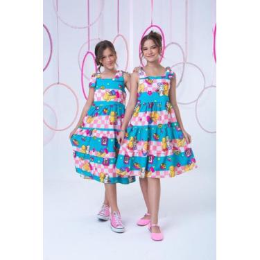 Imagem de Vestido Infantil Menina Bobbie Goods Azul Xadrez, Azul, 14