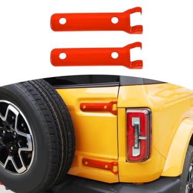 Imagem de JOSHELA Acabamento da tampa da dobradiça da porta traseira Bronco Orange para Ford Bronco 2021-Present ABS Acessórios externos 2 peças