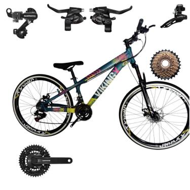 Imagem de Bicicleta 26 VikingX T25 21v Freeride Shimano Avançado Pneu Slick Fino Faixa1.50 Branca-Unissex