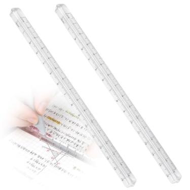Imagem de 2 peças régua transparente de precisão 15 cm régua de medição reta ferramentas de medição de triângulo ideais para escola, escritório e bricolage
