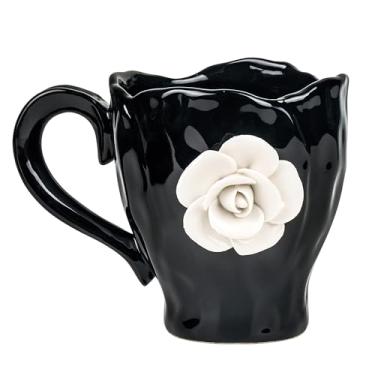 Imagem de Rixordd Caneca de café de grés floral para chá, café e cacau – Caneca de cerâmica, 400 ml