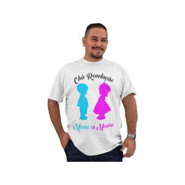 Imagem de Camiseta Plus Size Chá de Bebê Revelação Menino ou Menina Papai Branca