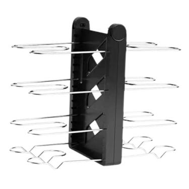 Imagem de KiBcsLic Organizador de panelas e frigideiras com divisórias ajustáveis, dobrável e versátil, com suporte para tampas, ideal para panquecas, latas, pratos, Preto