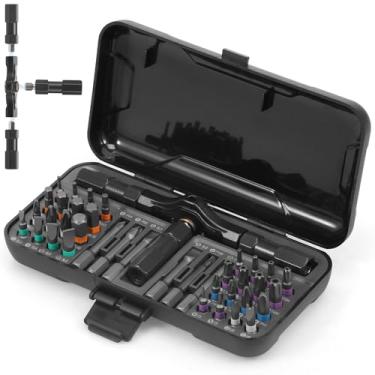 Imagem de Kit de chave de fenda catraca 39 em 1, ferramenta de reparo de chave de fenda magnética multifuncional com 38 bits e alça destacável, conjunto de chave de fenda catraca magnética para projetos DIY de
