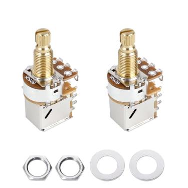 Imagem de Banworks Potenciômetros de guitarra B250K M8 com rosca push pull, tamanho métrico, eixo longo dividido de 18 estrias (comprimento de 18 mm) para guitarras Squier, Epiphone, Ibanez, ESP, 2 peças JT/XNQ