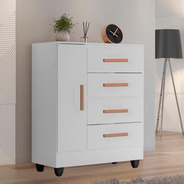 Imagem de Comoda 4 Gavetas 1 Porta com Pes Lite Moveis Leao