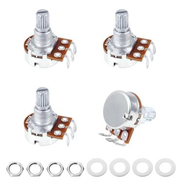 Imagem de Banworks Metric M8 Thread B250K Mini Potenciômetros de alumínio 18 estrias divididas (15 mm de comprimento) Potenciômetros de guitarra elétrica cônica linear para Squier, Epiphone, Ibanez, ESP Pacote