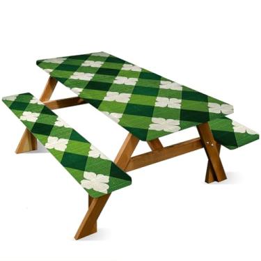 Imagem de ANNA QUEEN Conjunto de capa de mesa de piquenique de 1,82 m x 76 cm, capas de banco à prova d'água para primavera, acampamento, jardim, jantares ao ar livre