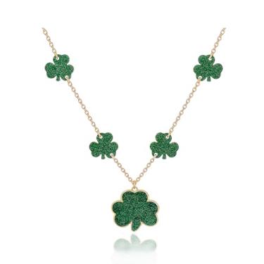 Imagem de CSIYANJRY99 Colar de Dia de São Patrício para mulheres, colares de trevo, colar de trevo verde, colares irlandeses Pandant da sorte, acessórios de festa do dia de São Patrício, Adjustable, Zinco, Sem