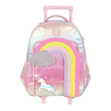 Imagem de Mochila Rodinhas Sem Alça Luxcel Up4You ArcoIris Nuvem Rosa-Feminino