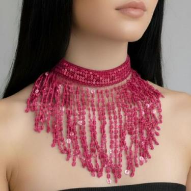 Imagem de Colar Gargantilha Franja Paetê Dança/ Carnaval - AB85 - Atelier Patric