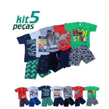 Imagem de Kit Lote 5 Conjuntos Infantil Roupa Menino Masculino Atacado - Diversa