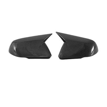 Imagem de Rimando 1 par de capa de espelho retrovisor adesivo compatível com Ford Mustang 15-22 versão tampa do espelho lateral com/sem luz de sinalização(3 Carbon Fiber Look)