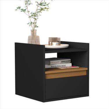 Imagem de Mesa de Cabeceira Suspensa Minerva Preto Nature 1 Porta Sal