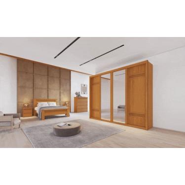 Imagem de Guarda Roupa Casal Ripado com Espelho 6 Gavetas - Palladio Ruby - Móveis Bettio