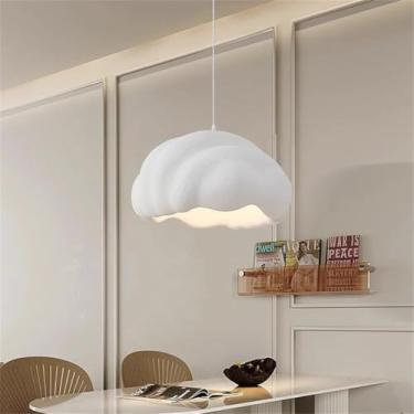 Imagem de Luminária pendente moderna para sala de jantar em estilo japonês Wabi-sabi, lustre criativo branco com aparência de cimento e concreto, base E27 para sala de jantar, cozinha, café, ilha de c