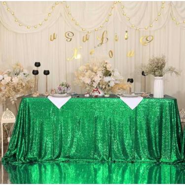 Imagem de Eternal Beauty Toalha de mesa verde, 152 x 300 cm, retângulo, glitter, para bolo, sobremesa, exposição, festa, eventos de aniversário