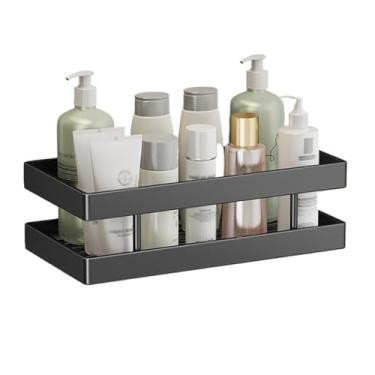 Imagem de Organizador de chuveiro, suporte de parede para banheiro, sem perfuração, prateleiras de chuveiro de aço inoxidável 304 para chuveiro interno e organizador de banheiro, prateleiras de chuveiro (preto