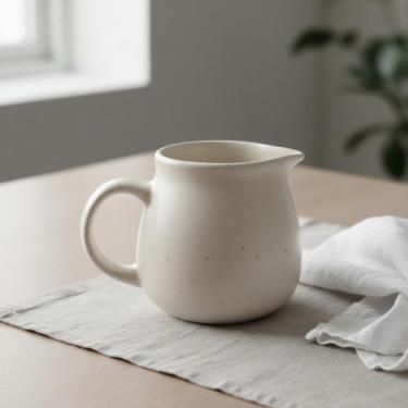 Imagem de Leiteira Ceramica Off White 350ml Branca Servir Mesa Jarra - wellmix
