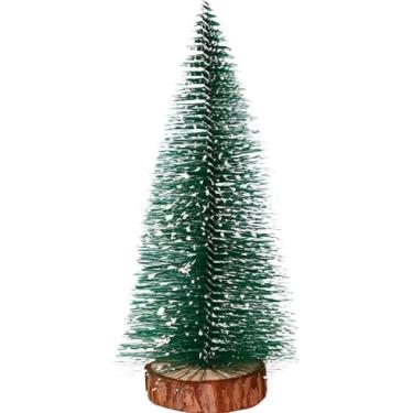 Imagem de Mini Árvore de Natal Decorativa com Efeito Nevado – 20cm – Base em Madeira – Decoração Natalina para Mesa, Escritório e Ambientes Pequenos