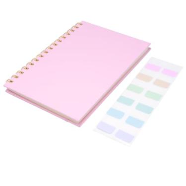Imagem de Agenda diária em espiral bloco de notas sem data com abas adesivas e bolsos internos 15 x 21 cm, 140 páginas gerencie facilmente suas tarefas e produtividade (1 peça rosa)