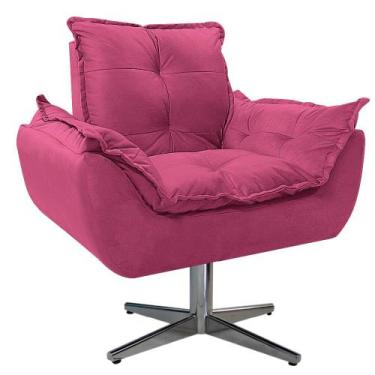 Imagem de Poltrona Opala Base Giratória de Metal Sintético Pink - Amarena Móveis
