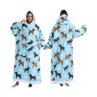 Imagem de Manta De Flanela Com Capuz Para Mulheres E Homens, Camisola De Inverno