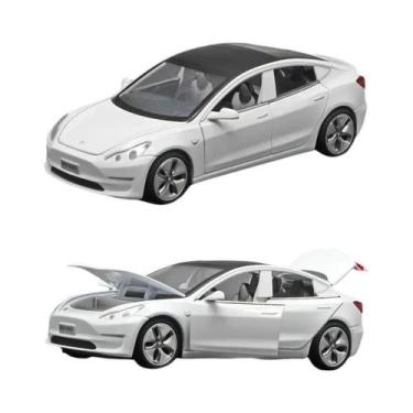 Imagem de Carro De Brinquedo Tesla Model 3 Em Liga Metálica 1:32 Para Crianças, 