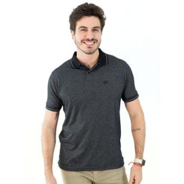 Imagem de Camisa Polo Masculina Tradicional Texturizada Preta Azul Anticorpus-Masculino
