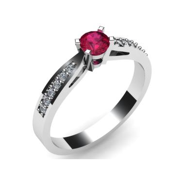 Imagem de Anel De Prata Zirconia Rubi Sintetica 3,5 Mm 950