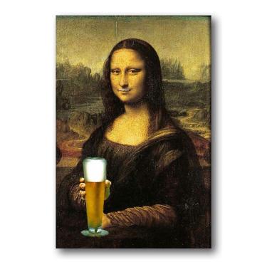 Imagem de Placa Decorativa Monalisa Cerveja Bebidas Beer Mdf 20x30 Cm