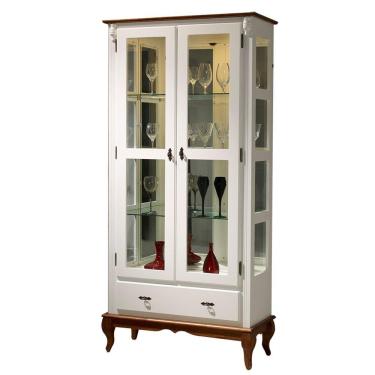 Imagem de Cristaleira Lateral 2 Portas Vidro 1 Gaveta 3 Prateleiras Com Espelhos - M560303El Garapa - Verniz