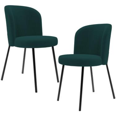 Imagem de Kit 2 Cadeiras Sala De Jantar Estofada Gavi L02 Bouclê Verde - Lyam Decor