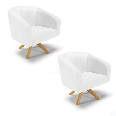 Imagem de Cadeira Sala De Jantar Giratória Ma30 Kit 2 Stella Sintético D03 - D'rossi Cor Branco