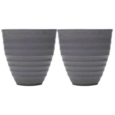 Imagem de Kit 2 Vasos Cachepot para Flores Plantas 15x7cm Plástico Lyor Névoa Ci