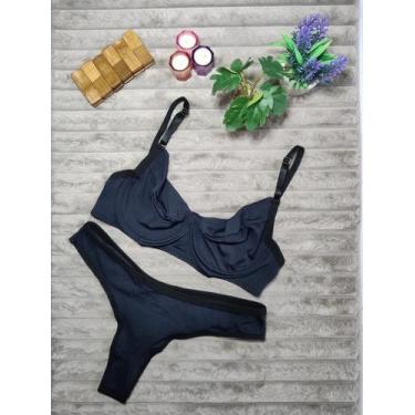 Imagem de Conjunto Sutiã e calcinha Básico de Poliamida. - Constança, Preto, M, 