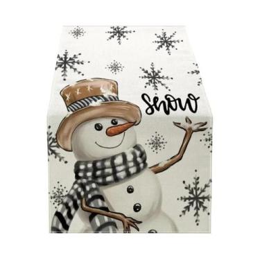 Imagem de Caminho De Mesa De Linho Com Estampa De Natal, Decoração Para Mesa De 