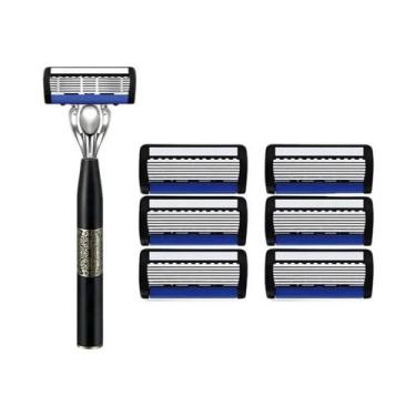 Imagem de Navalha Manual Masculina De Aço Inoxidável Com 7 Lâminas, Aparador De 