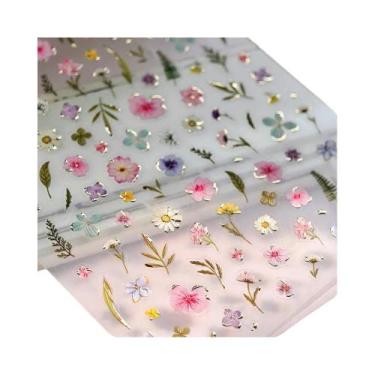 Imagem de Adesivos De Unha 3D Autoadesivos De Flor De Lótus Petúnia Vermelha Par