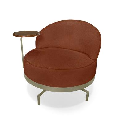 Imagem de Poltrona Decorativa Giratória Orgânica Glamour Boucle Terracota - Loja Sheep