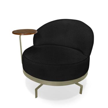 Imagem de Poltrona Decorativa Giratória Orgânica Glamour Boucle Preto - Loja Sheep