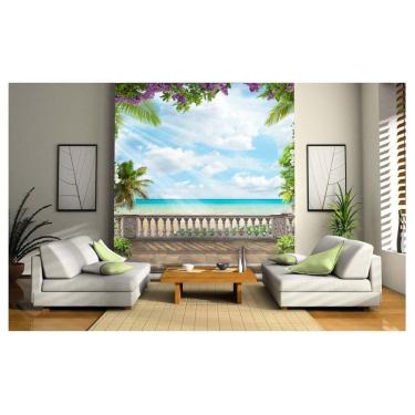 Imagem de Papel De Parede Paisagem Digital Jardim Mar 3D Dav14